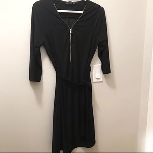 3/4 Sleeve Black Dress with Belt